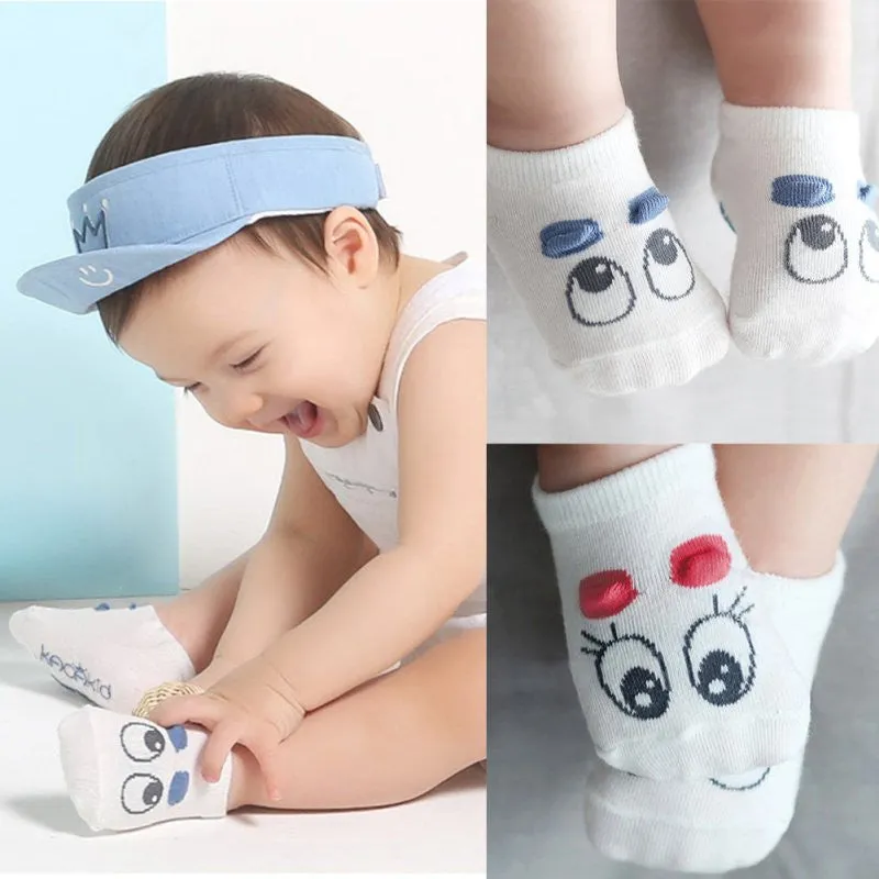 1 Pair Newborn Socks Baby Boy Kid Girls Infant Cute Eye Crib Warm Shoes Sox 0-3T