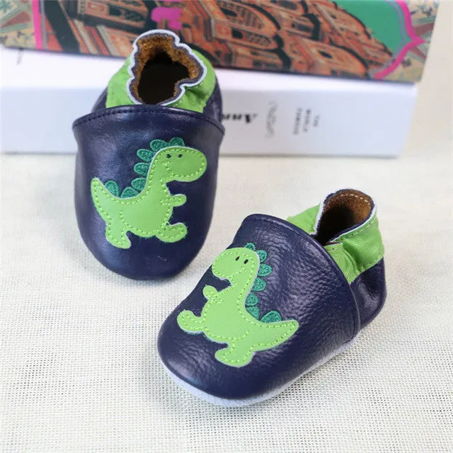 100% Genuine Cow Leather Baby Moccasins Cartoon Pattern Soft Soled Baby Boy Shoes Girl Newborn Infant Crib Shoes First Walkers