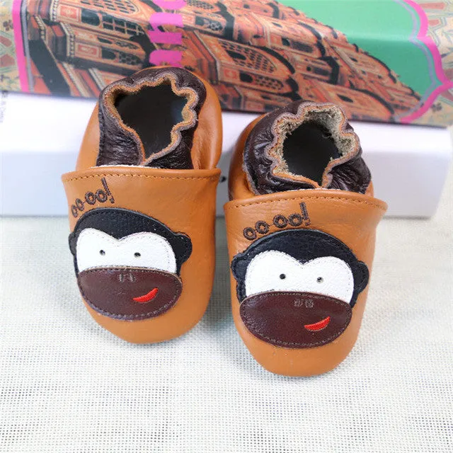 100% Genuine Cow Leather Baby Moccasins Cartoon Pattern Soft Soled Baby Boy Shoes Girl Newborn Infant Crib Shoes First Walkers