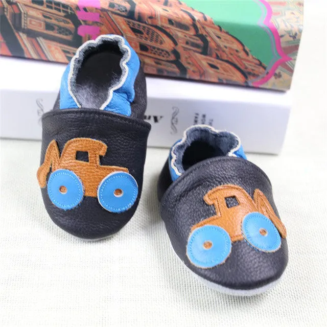 100% Genuine Cow Leather Baby Moccasins Cartoon Pattern Soft Soled Baby Boy Shoes Girl Newborn Infant Crib Shoes First Walkers