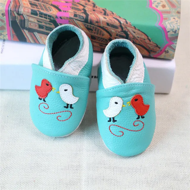 100% Genuine Cow Leather Baby Moccasins Cartoon Pattern Soft Soled Baby Boy Shoes Girl Newborn Infant Crib Shoes First Walkers