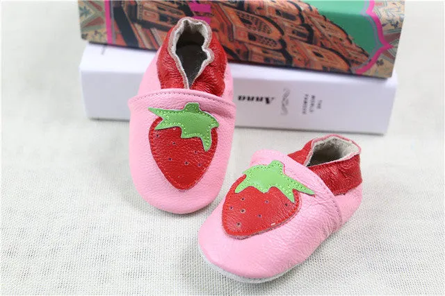 100% Genuine Cow Leather Baby Moccasins Cartoon Pattern Soft Soled Baby Boy Shoes Girl Newborn Infant Crib Shoes First Walkers