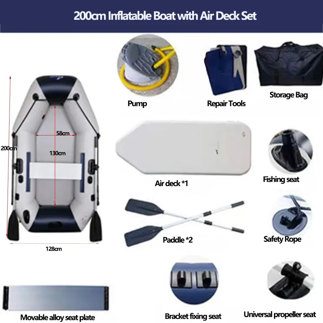 1.2mm Thickness PVC Inflatable Boat with Electric Motor & Sunshade