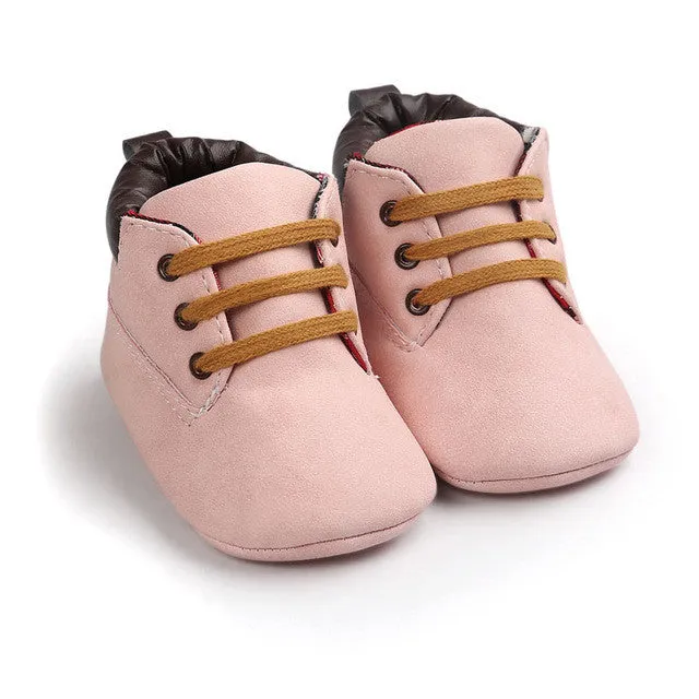 2016 Spring / Autumn Infant Baby Boy Soft Sole PU Leather First Walkers Crib Shoes 0-18 Months