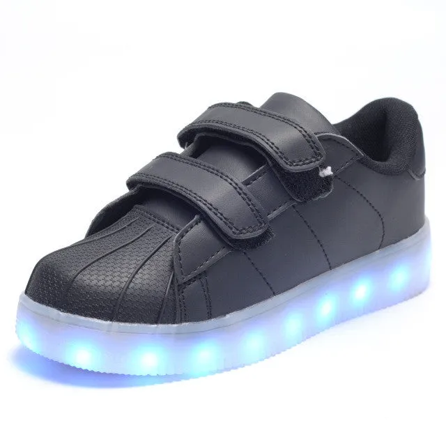 2017 Hot New Spring autumn Kids Sneakers Fashion Luminous Lighted Colorful LED lights Children Shoes Casual Flat Boy girl Shoes