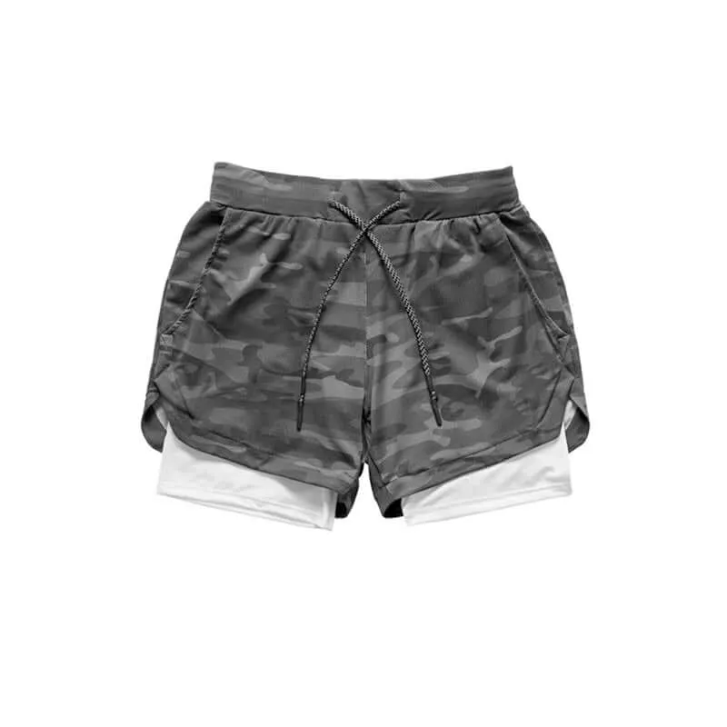 2021 Camo Running Shorts Men 2 In 1 Double-deck Quick Dry GYM Sport Shorts Fitness Jogging Workout Shorts Men Sports Short Pants