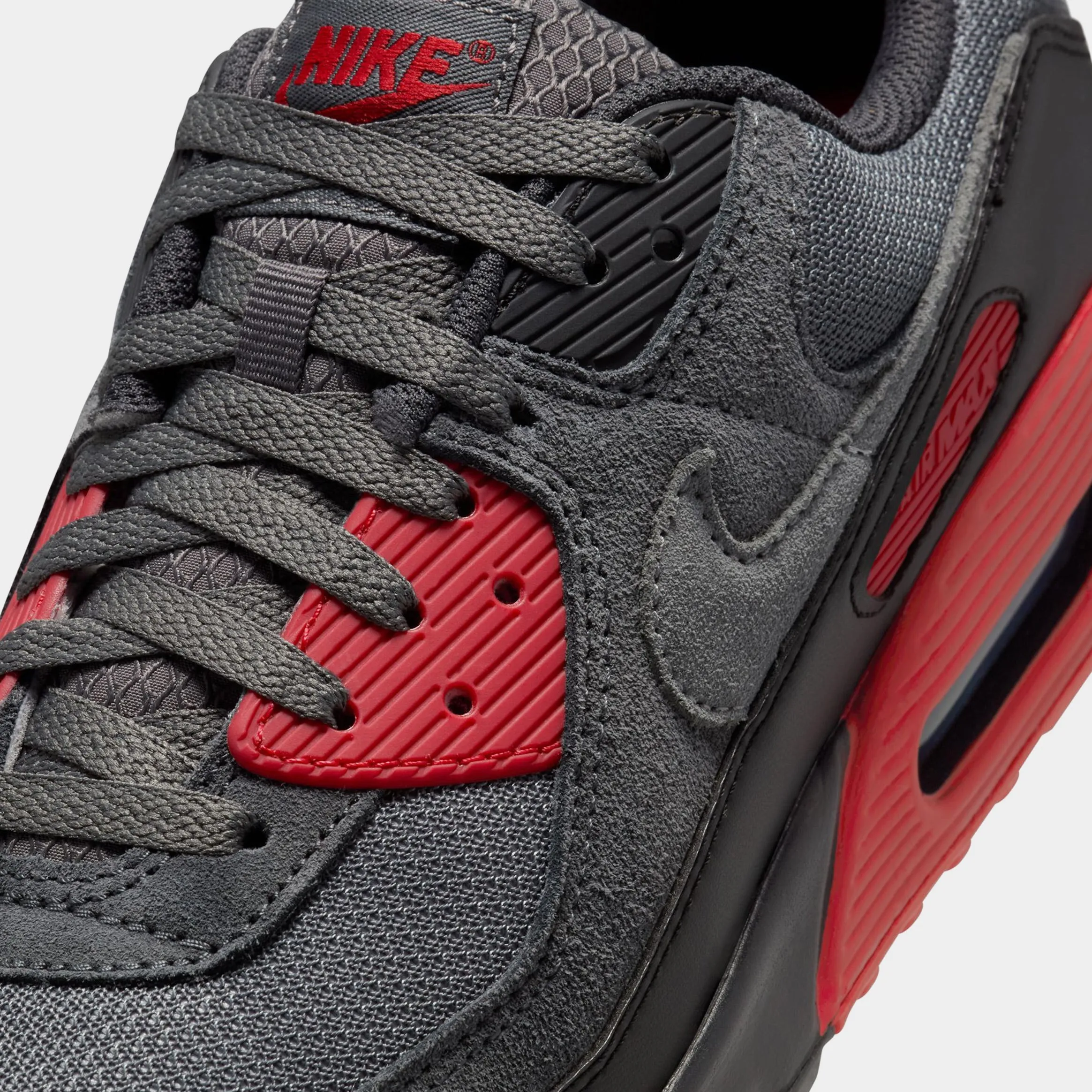 Air Max 90 Smoke Grey Mens Running Shoes (Black/Iron Grey/Fire Red/Smoke Grey)