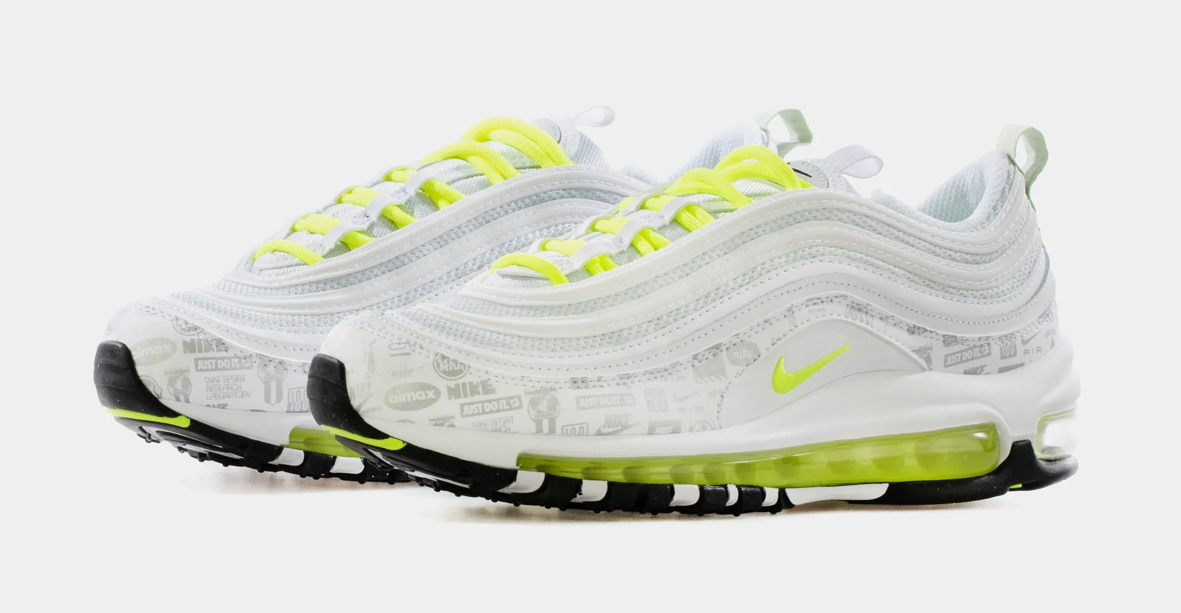 Air Max 97 Grade School Lifestyle Shoe (White/Volt Green) Free Shipping