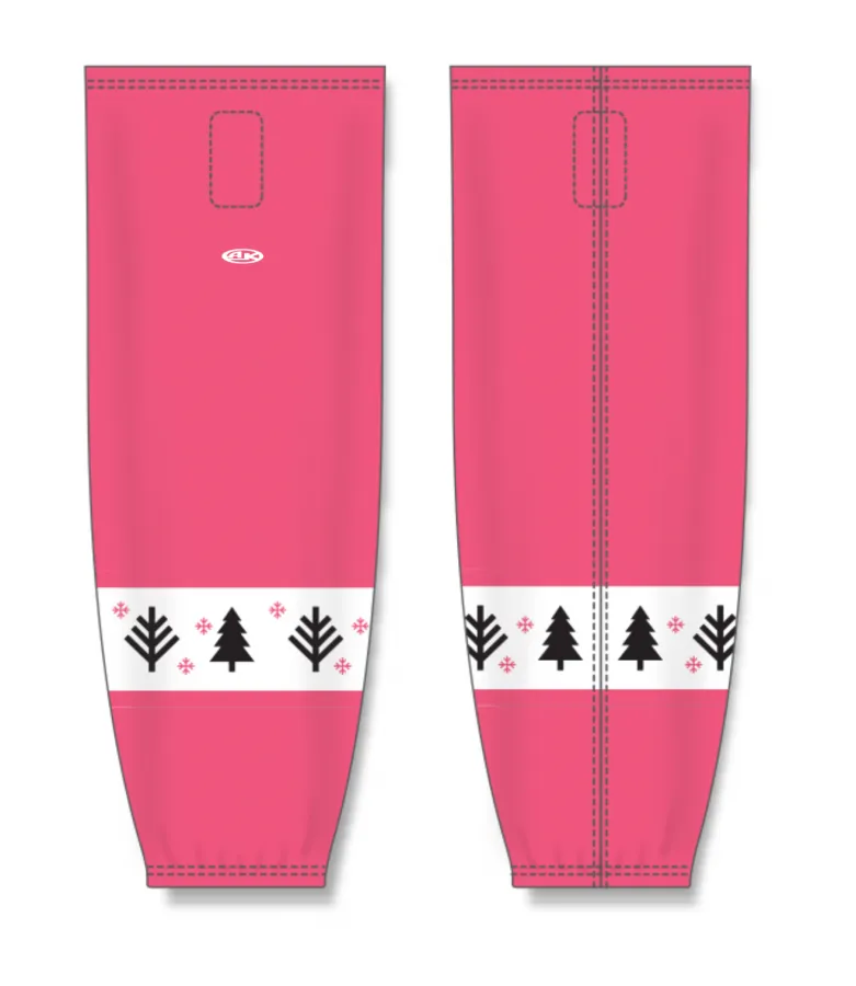 Athletic Knit (AK) Custom ZH711-CHR2405 Red Christmas Sweater Sublimated Mesh Ice Hockey Socks