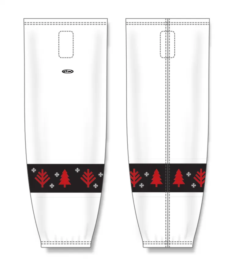 Athletic Knit (AK) Custom ZH711-CHR2405 Red Christmas Sweater Sublimated Mesh Ice Hockey Socks