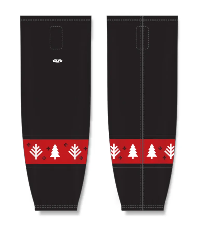 Athletic Knit (AK) Custom ZH711-CHR2405 Red Christmas Sweater Sublimated Mesh Ice Hockey Socks