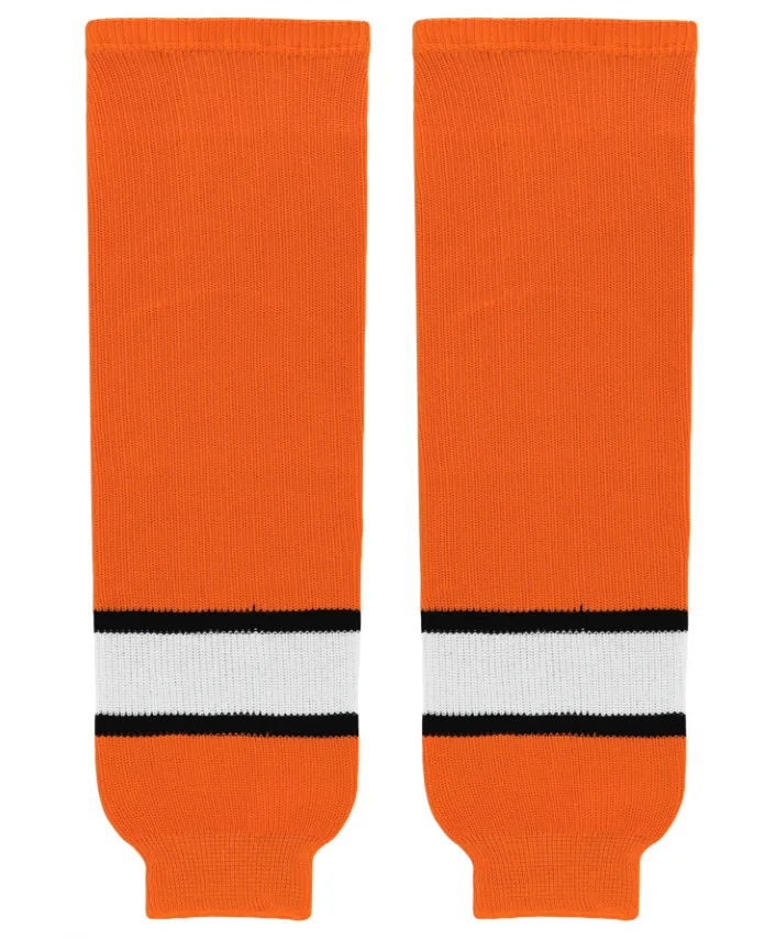 Athletic Knit (AK) HS630-330 Orange/White/Black Knit Ice Hockey Socks