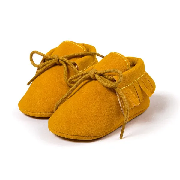 Baby Boy Girl Baby Moccasins Soft Moccs Shoes Bebe Fringe Soft Soled Non-slip Footwear Crib Shoes New PU Suede Leather Newborn