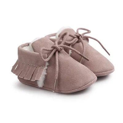 Baby Boy Girl Baby Moccasins Soft Moccs Shoes Bebe Fringe Soft Soled Non-slip Footwear Crib Shoes New PU Suede Leather Newborn