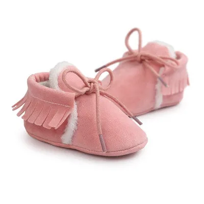 Baby Boy Girl Moccasins Moccs Shoes First Walkers Bebe Fringe Soft Soled Non-slip Footwear Crib Shoes PU Suede Leather Newborn