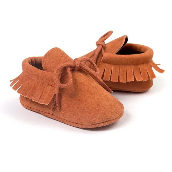 Baby Boy Girl Moccasins Moccs Shoes First Walkers Bebe Fringe Soft Soled Non-slip Footwear Crib Shoes PU Suede Leather Newborn