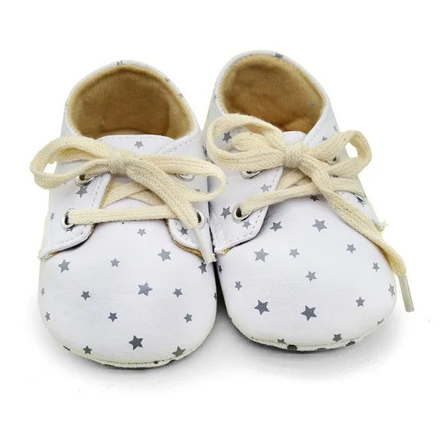 Baby Infant Girl Boy White Toddler Soft Sole Crib Shoes Sneaker Size 0-18M SL01