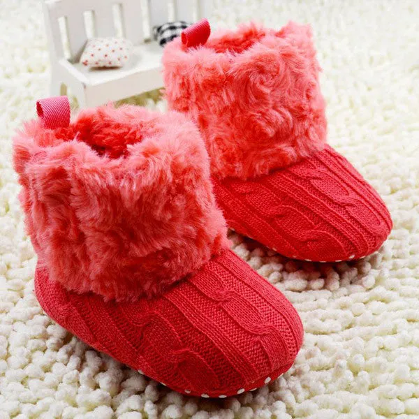 Baby Shoes Infants Crochet Knit Fleece Boots Toddler Girl Boy Wool Snow Crib Shoes Winter Booties