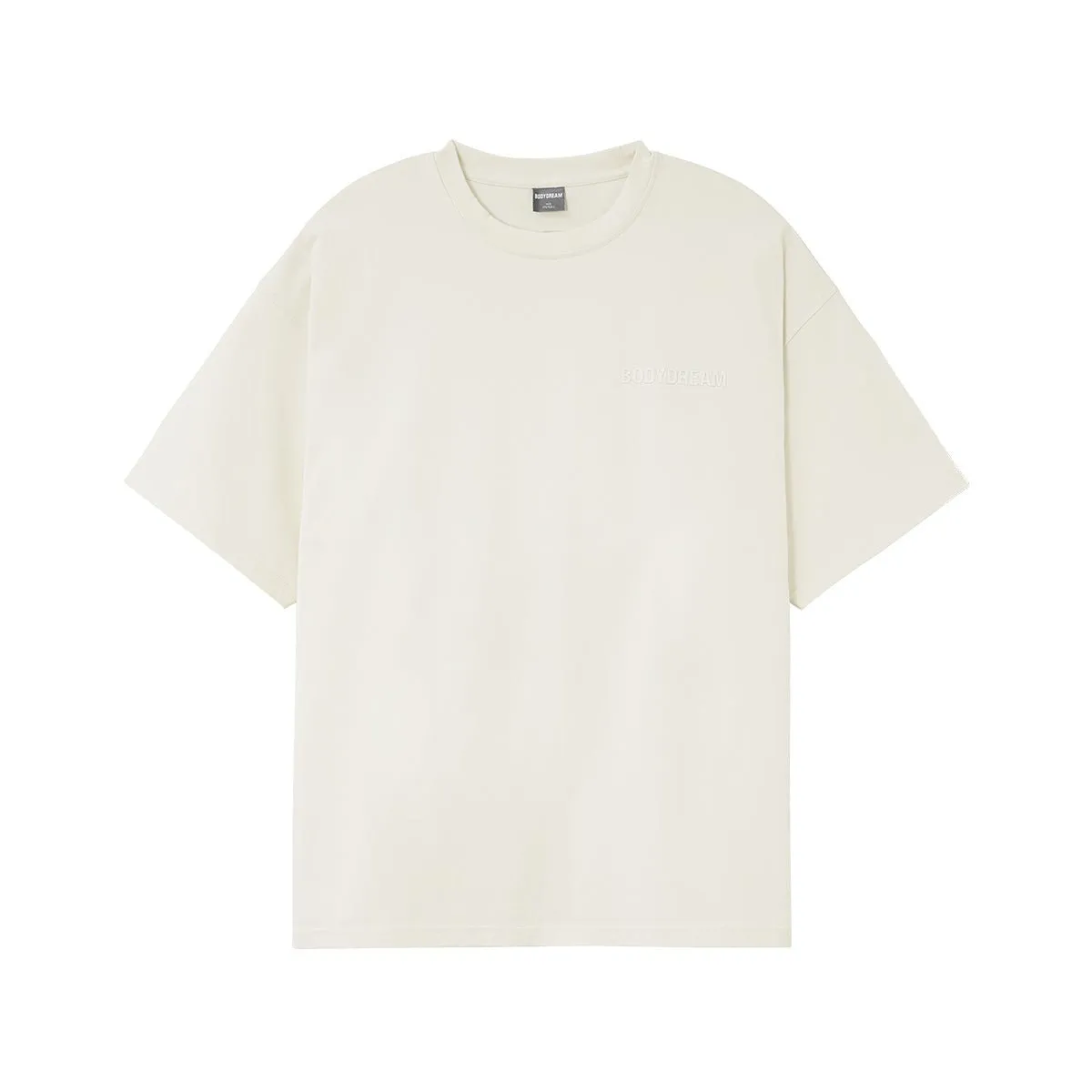 Boxy Fit Logo Flocked Ivory Athletic Tee