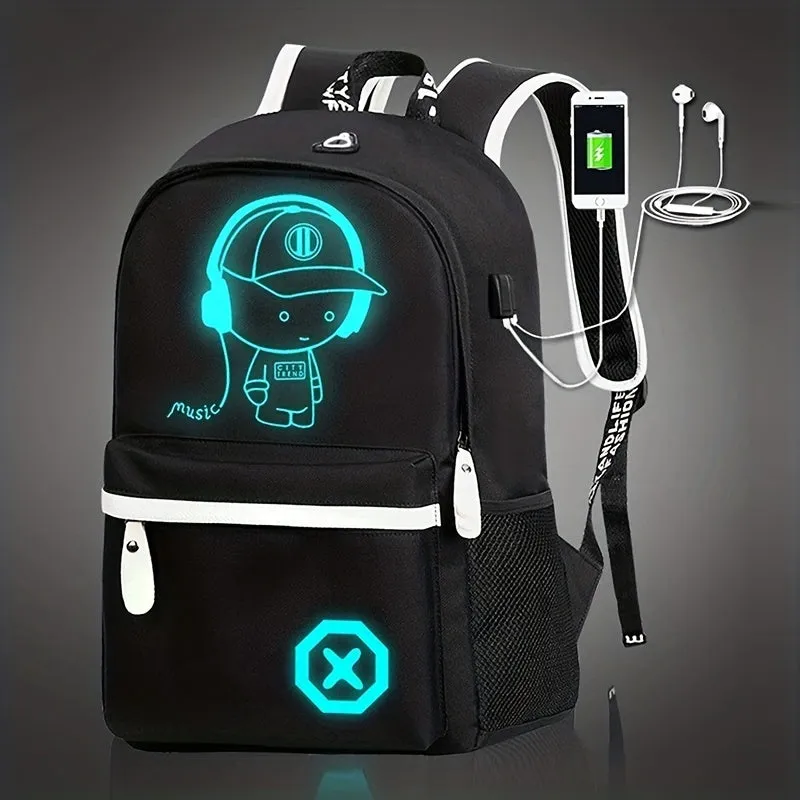 Cartoon Print Backpack Set Simple Spacious and Versatile Travel Gear