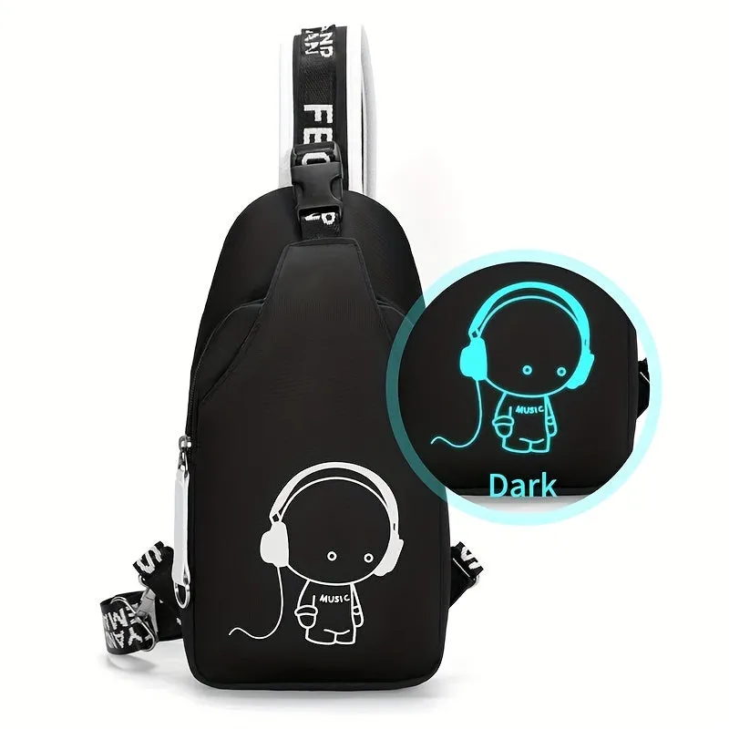 Cartoon Print Backpack Set Simple Spacious and Versatile Travel Gear