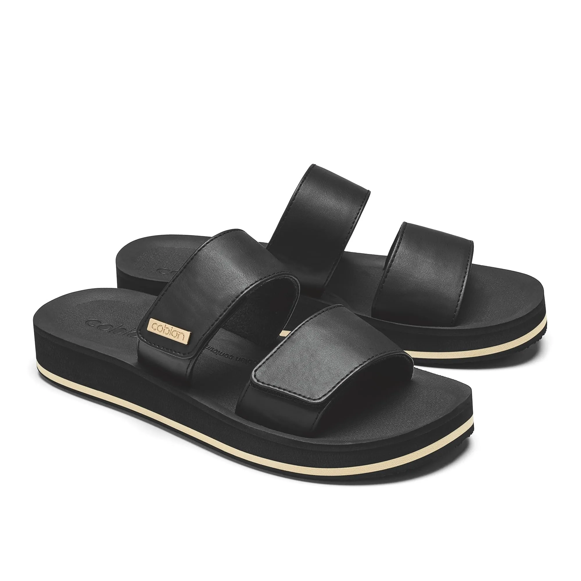 Cobian Women's Dana Rise Synthetic Leather Strap Velcro Slides Sandals