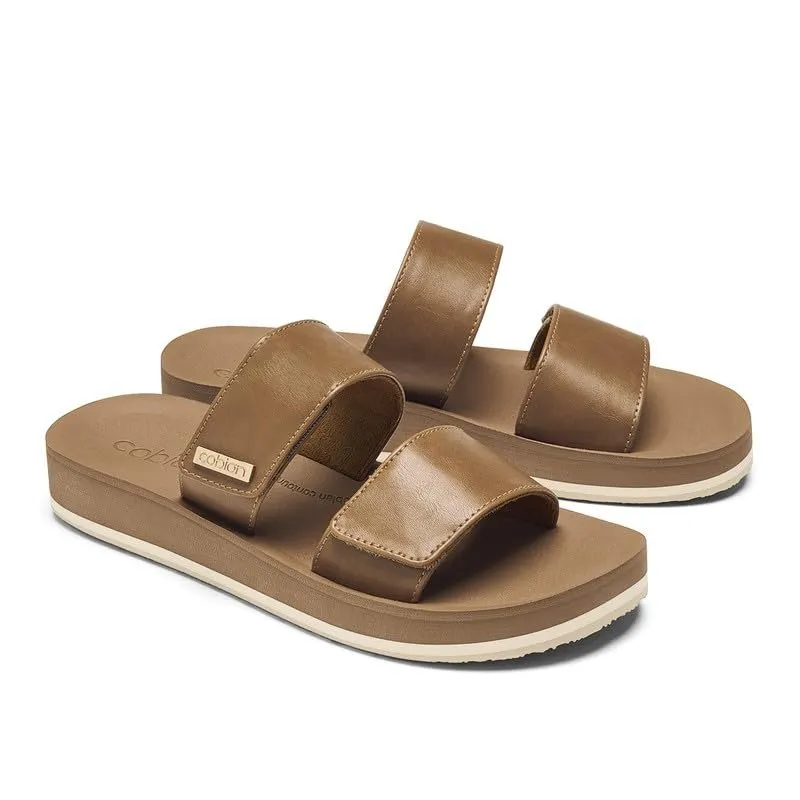 Cobian Women's Dana Rise Synthetic Leather Strap Velcro Slides Sandals