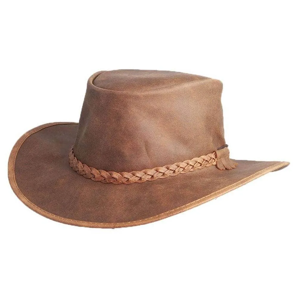 Crusher | Womens Leather Crushable Outback Hat