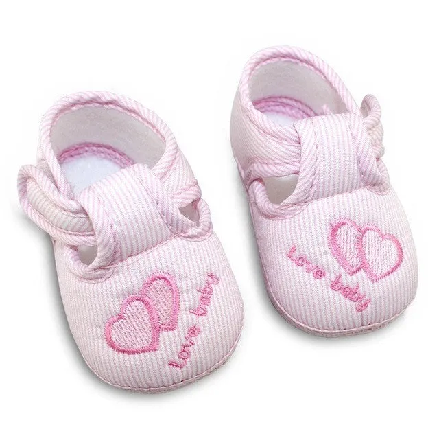 Cute Heart Print Baby Shoes Infant Girl Boy Anti-slip Soft Cotton Soled Sneaker