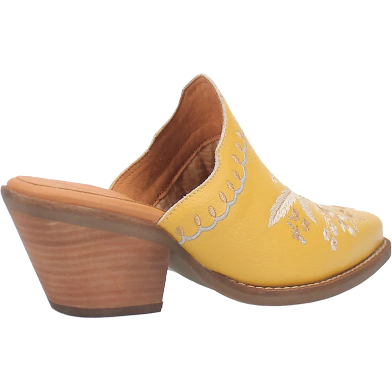 Dingo Womens Wildflower Mule Mule Shoes Leather Yellow