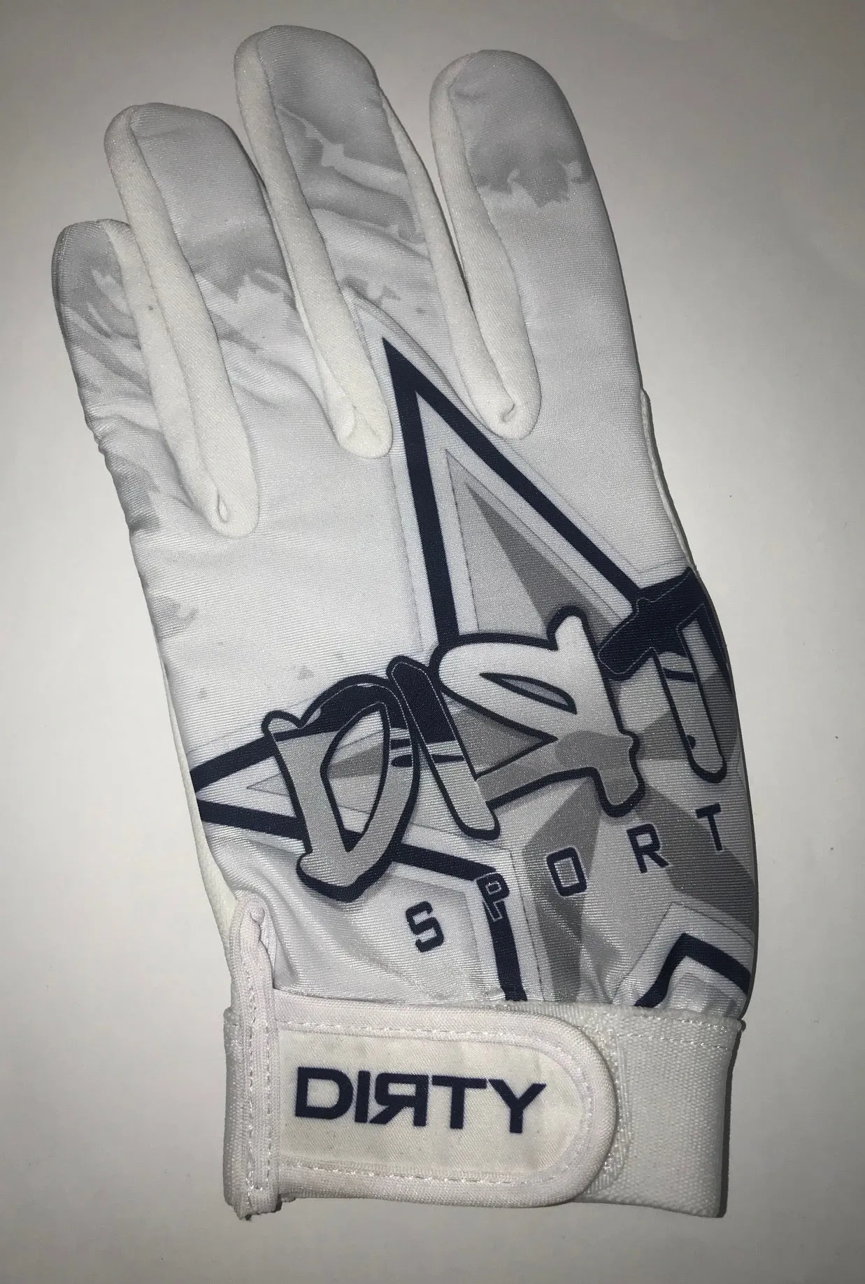 Dirty Sports, Batting Gloves - Graffiti Star, White and Navy Blue