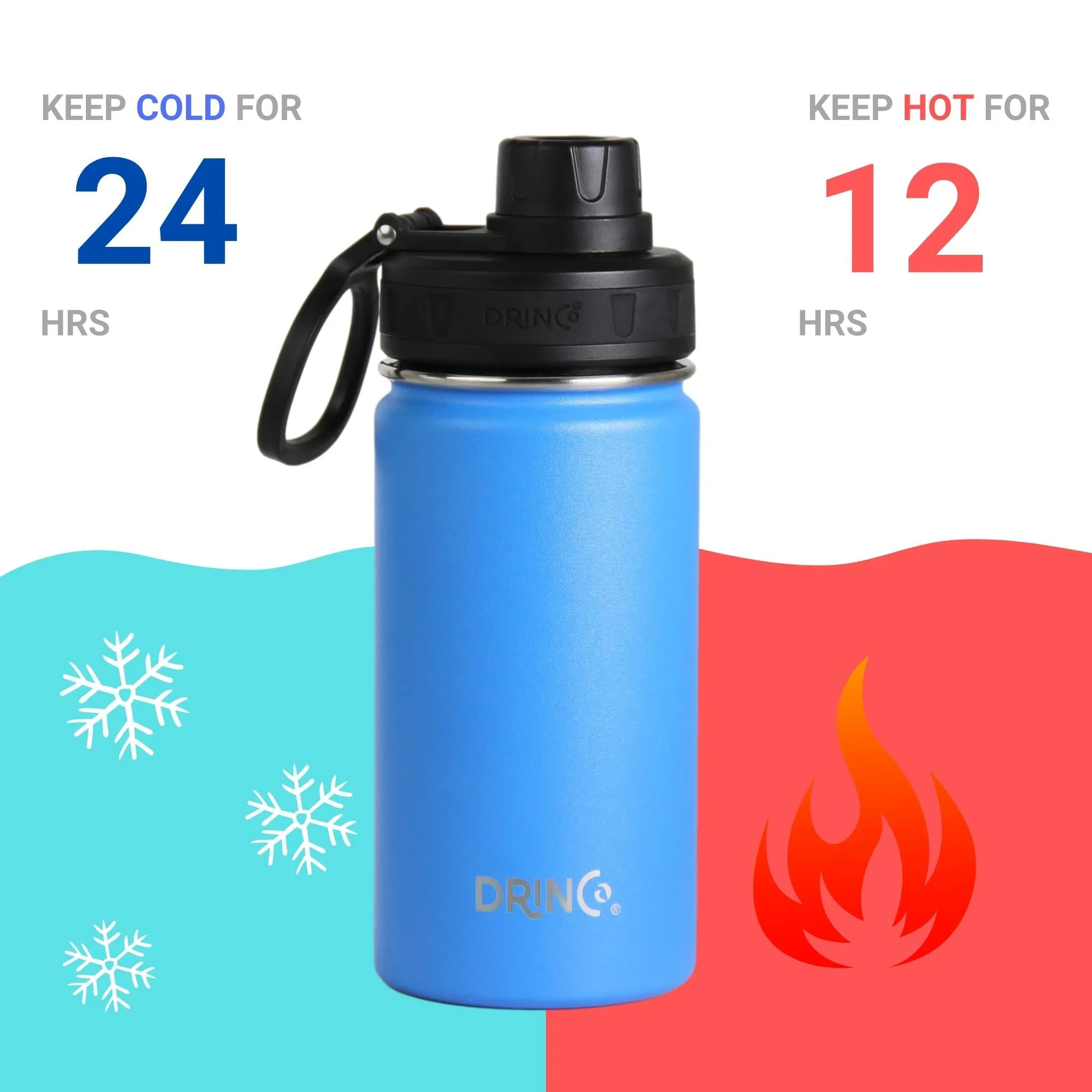 DRINCO® 14oz Stainless Steel Sport Water Bottle - Royal Blue