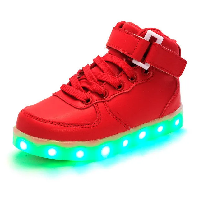 Eur25-37//USB Charging Basket Led Children Shoes With Light Up Kids Casual Boys&Girls Luminous Sneakers Glowing Shoe enfant