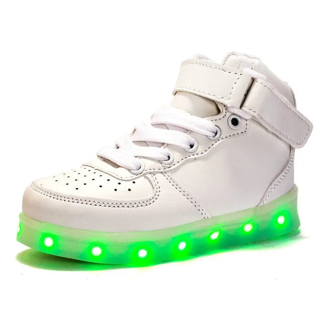 Eur25-37//USB Charging Basket Led Children Shoes With Light Up Kids Casual Boys&Girls Luminous Sneakers Glowing Shoe enfant