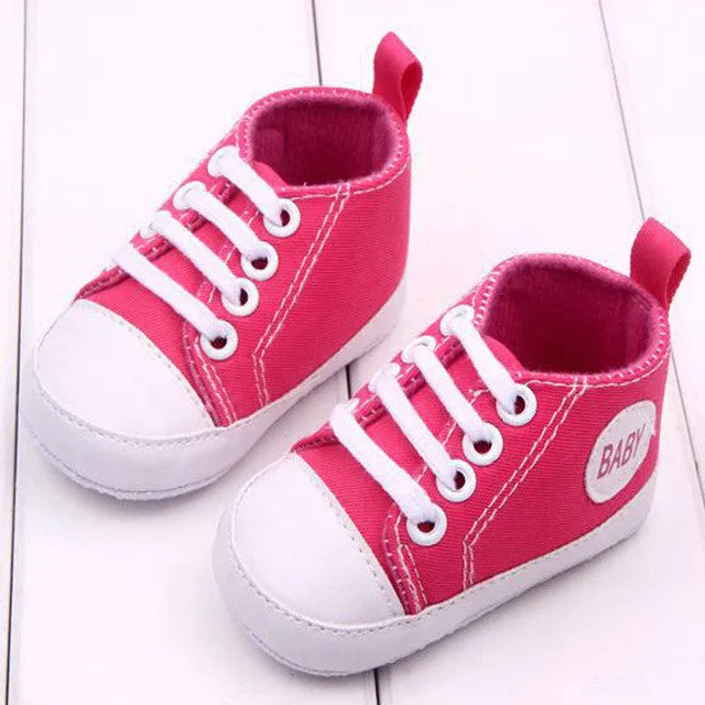 Fashion Infant Toddler Newborn Shoes Baby Girl Boy Sports Sneakers Soft Bottom Anti-slip T-tied First Walkers Prewalker