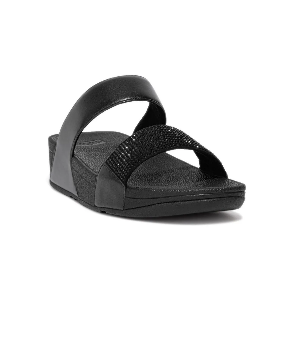 FitFlop Lulu Crystal Embellished Slides Black