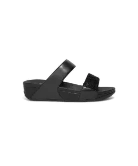 FitFlop Lulu Crystal Embellished Slides Black