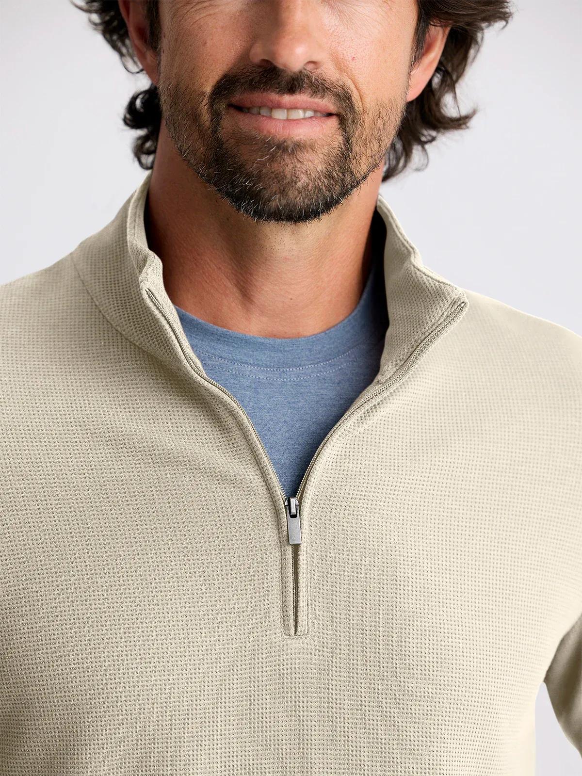 Free Fly Men's Waffle Quarter Zip in Sandstone