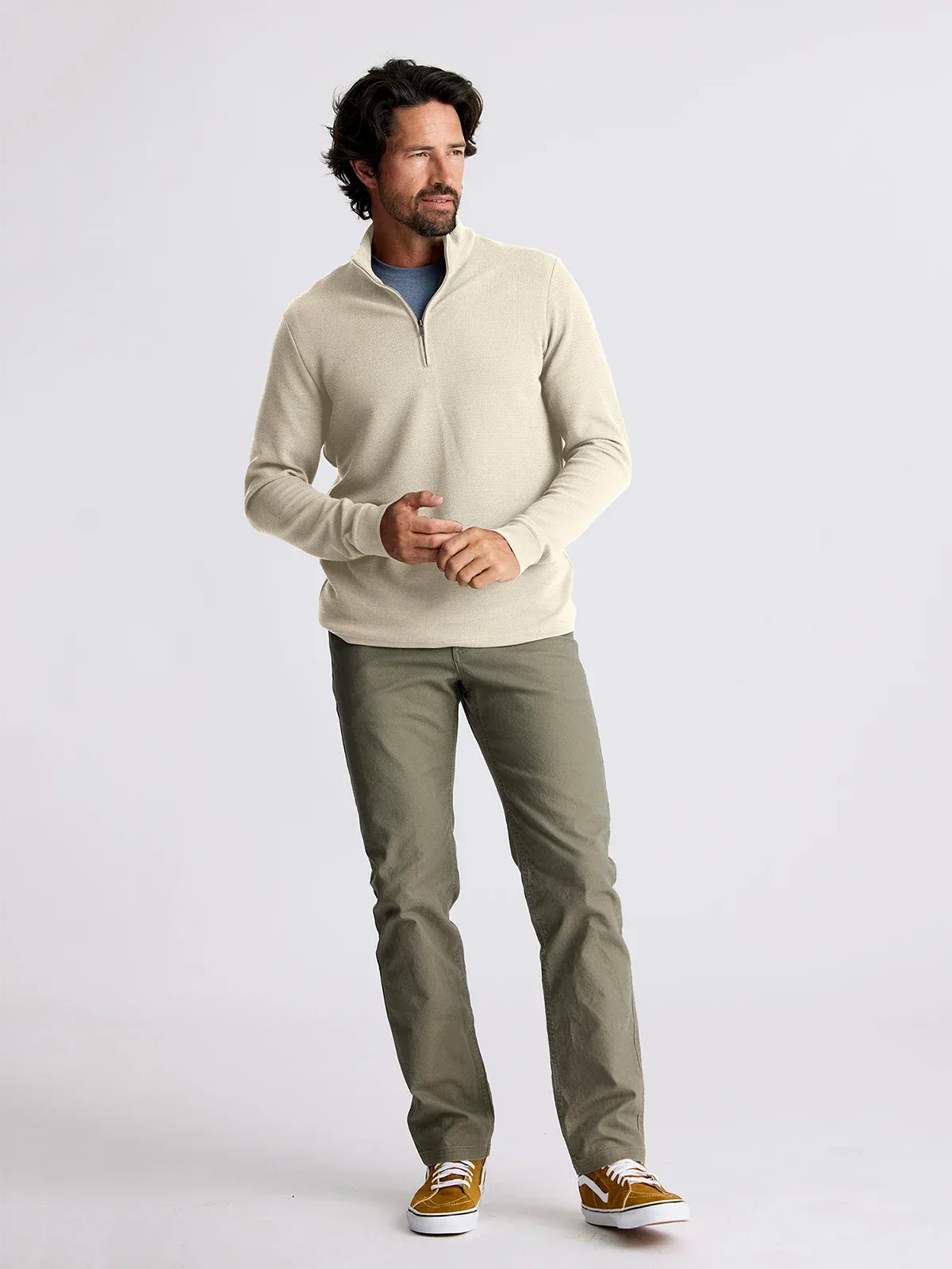 Free Fly Men's Waffle Quarter Zip in Sandstone