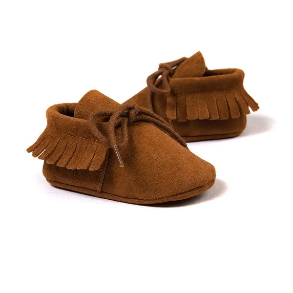 G20 Newborn Baby Boy Girl Baby Moccasins Soft Moccs Shoes Bebe Fringe Soft Soled Non-slip Footwear Crib Shoes PU Suede Leather