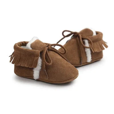 G20 Newborn Baby Boy Girl Baby Moccasins Soft Moccs Shoes Bebe Fringe Soft Soled Non-slip Footwear Crib Shoes PU Suede Leather