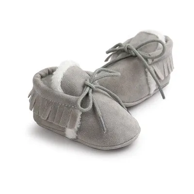 G20 Newborn Baby Boy Girl Baby Moccasins Soft Moccs Shoes Bebe Fringe Soft Soled Non-slip Footwear Crib Shoes PU Suede Leather