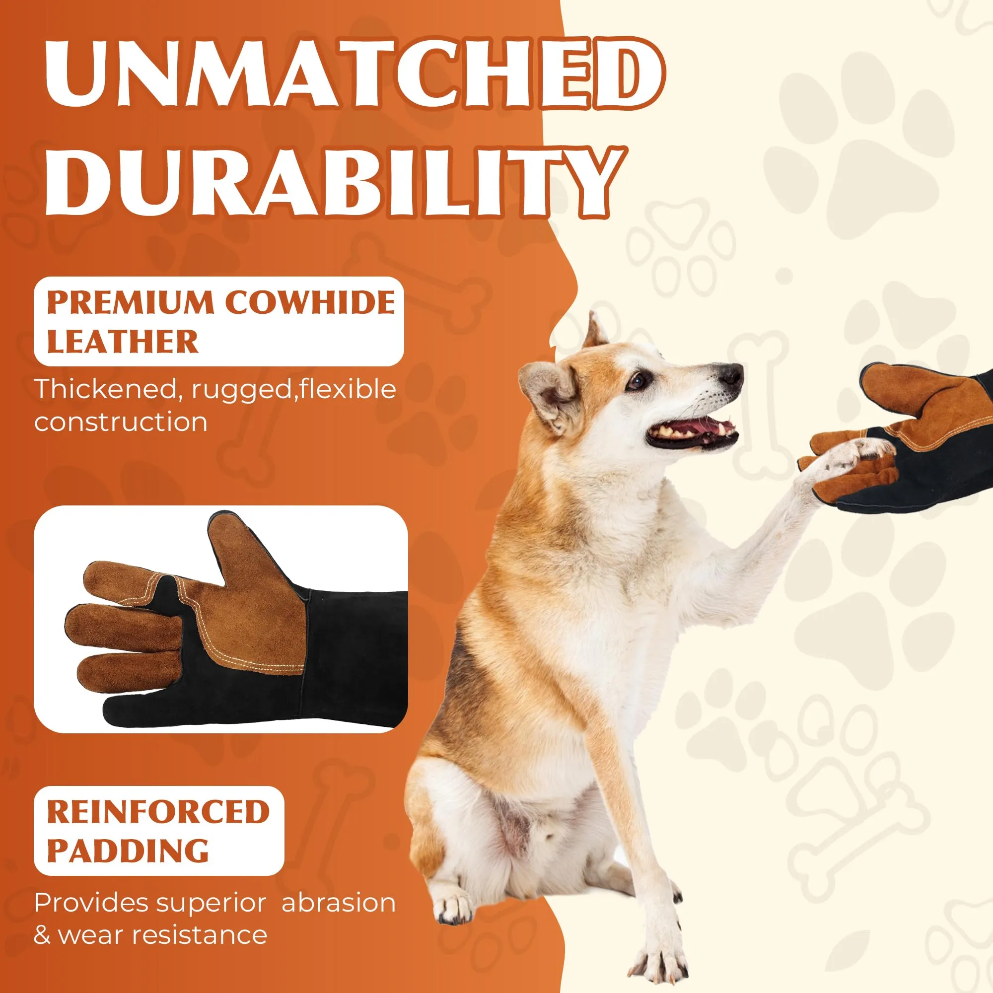 HANDLANDY 16 Inches Animal Handling Gloves Bite-Proof & Scratch-Resistant, Safe Durable Pet Gloves for Dogs, Cats, Falconry (Black, 16inch)13111