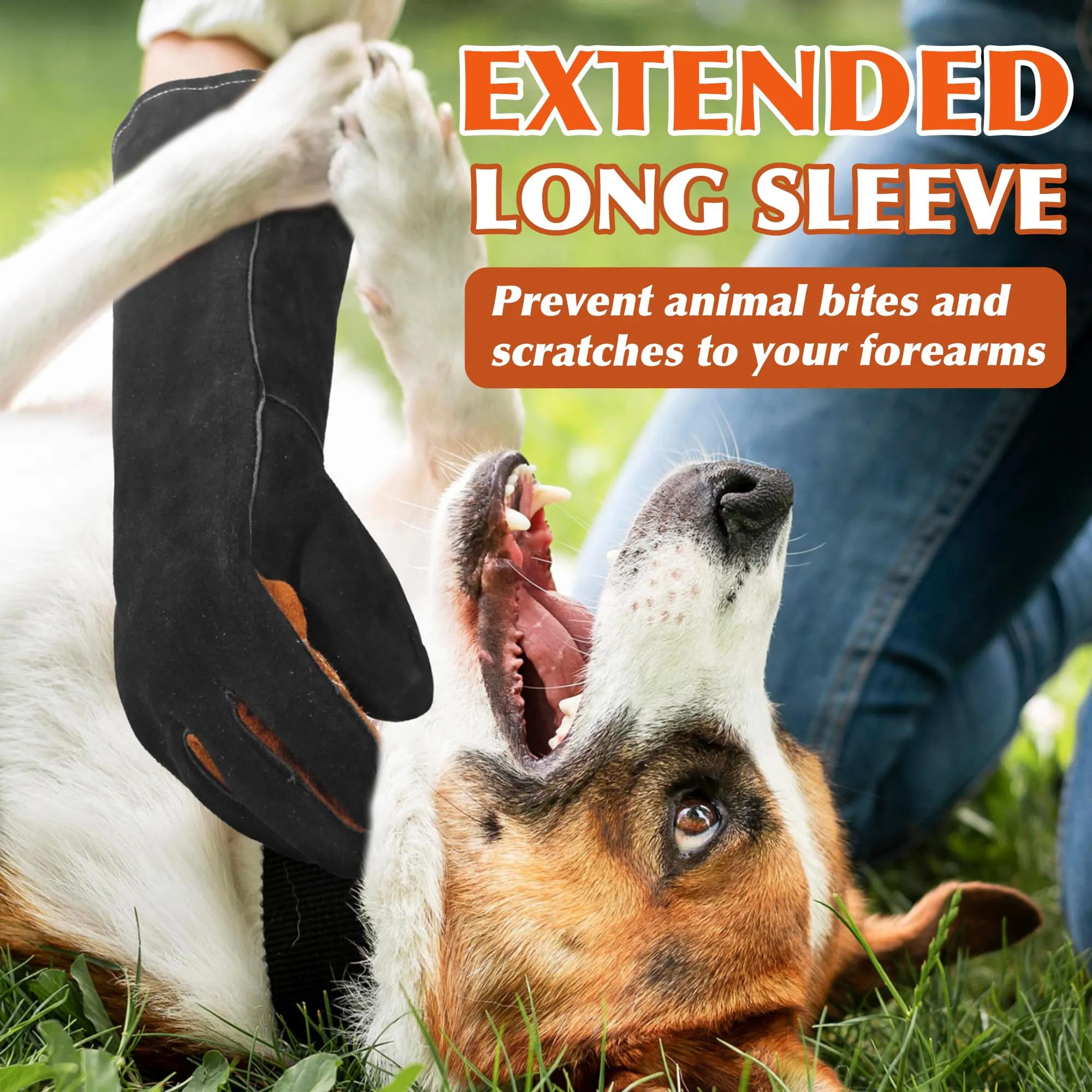 HANDLANDY 16 Inches Animal Handling Gloves Bite-Proof & Scratch-Resistant, Safe Durable Pet Gloves for Dogs, Cats, Falconry (Black, 16inch)13111