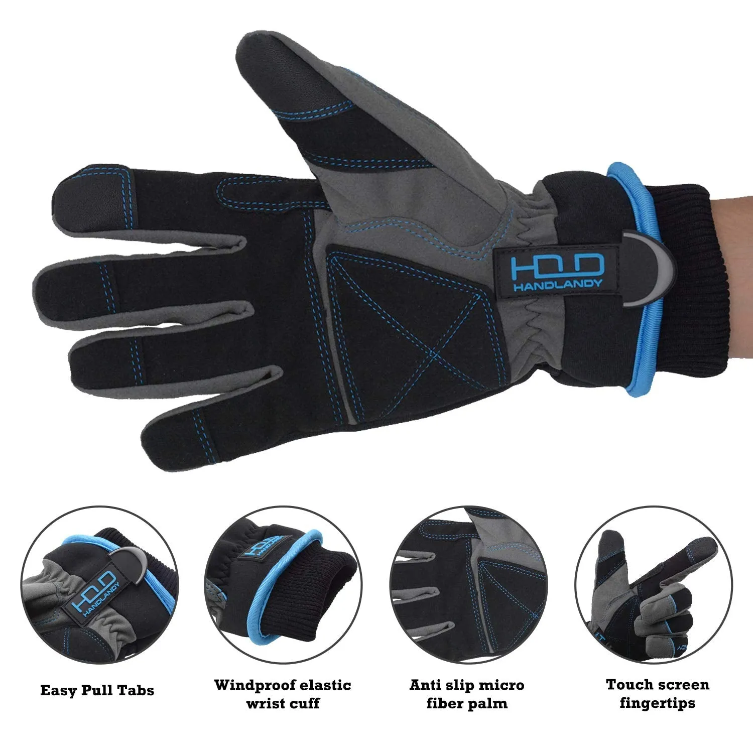 Handlandy Winter Gloves Ski Insulated Waterproof  Windproof Warm 8015