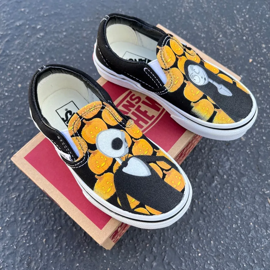 Kids Shoes - Nightmare Before Christmas Custom Black Slip Ons