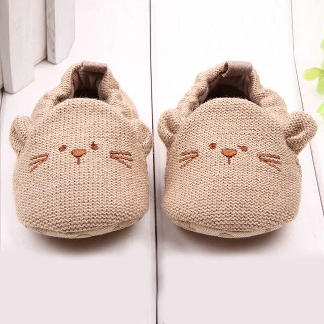 Lovely Baby Boy Girl Knitted Crib Shoes Infant Toddler Newborn Cartoon Elastic First Walkers Soft Slipper Crib Shoes