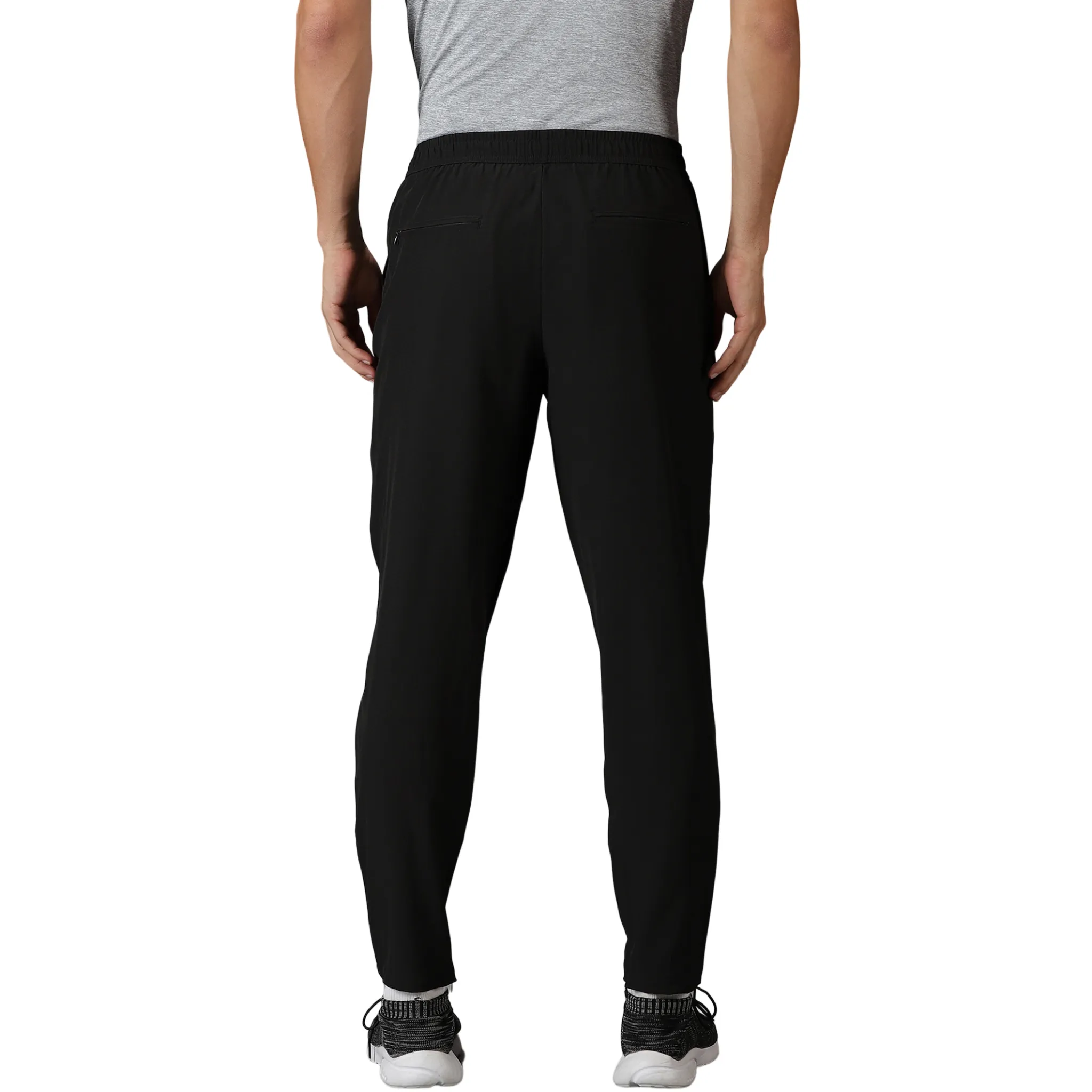 Men Black Training Track Pants With Slant Pockets