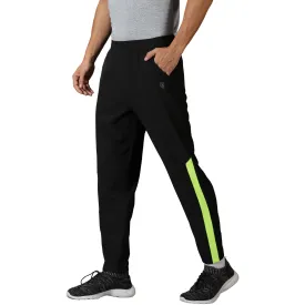 Men Black Training Track Pants With Slant Pockets