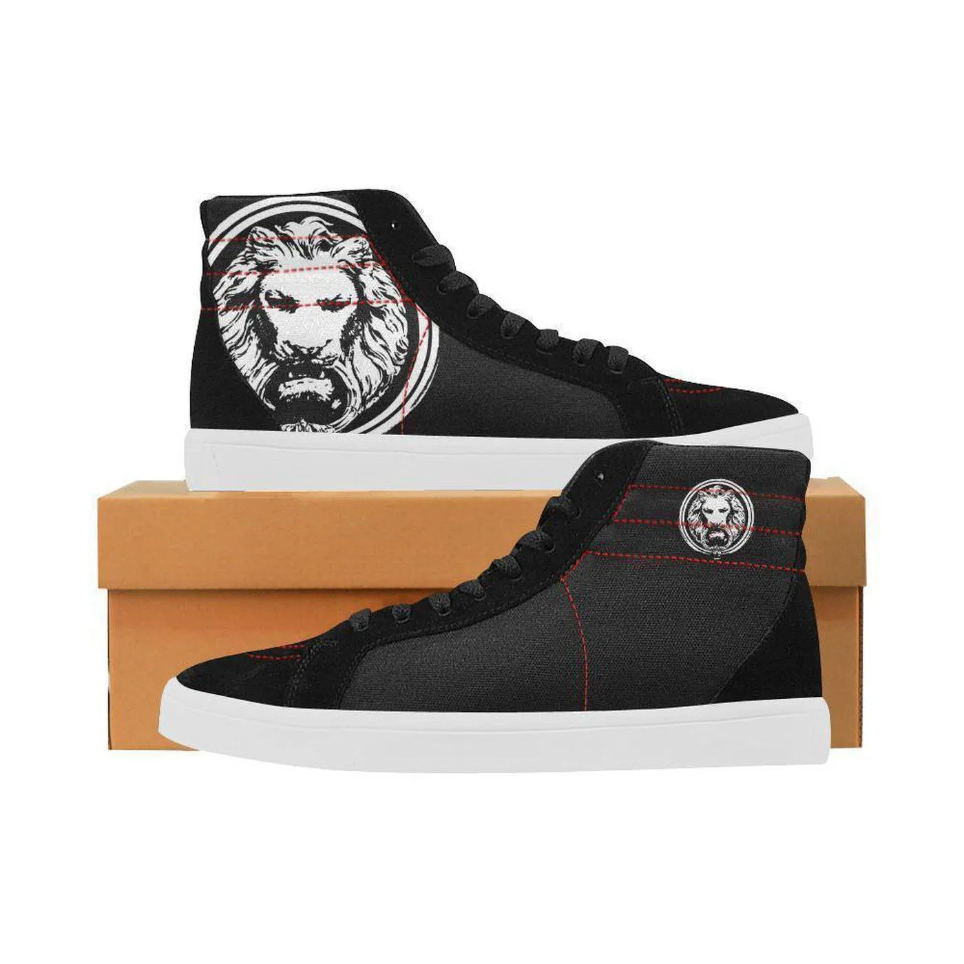 Mens Black Lion Skate Shoes with High Top